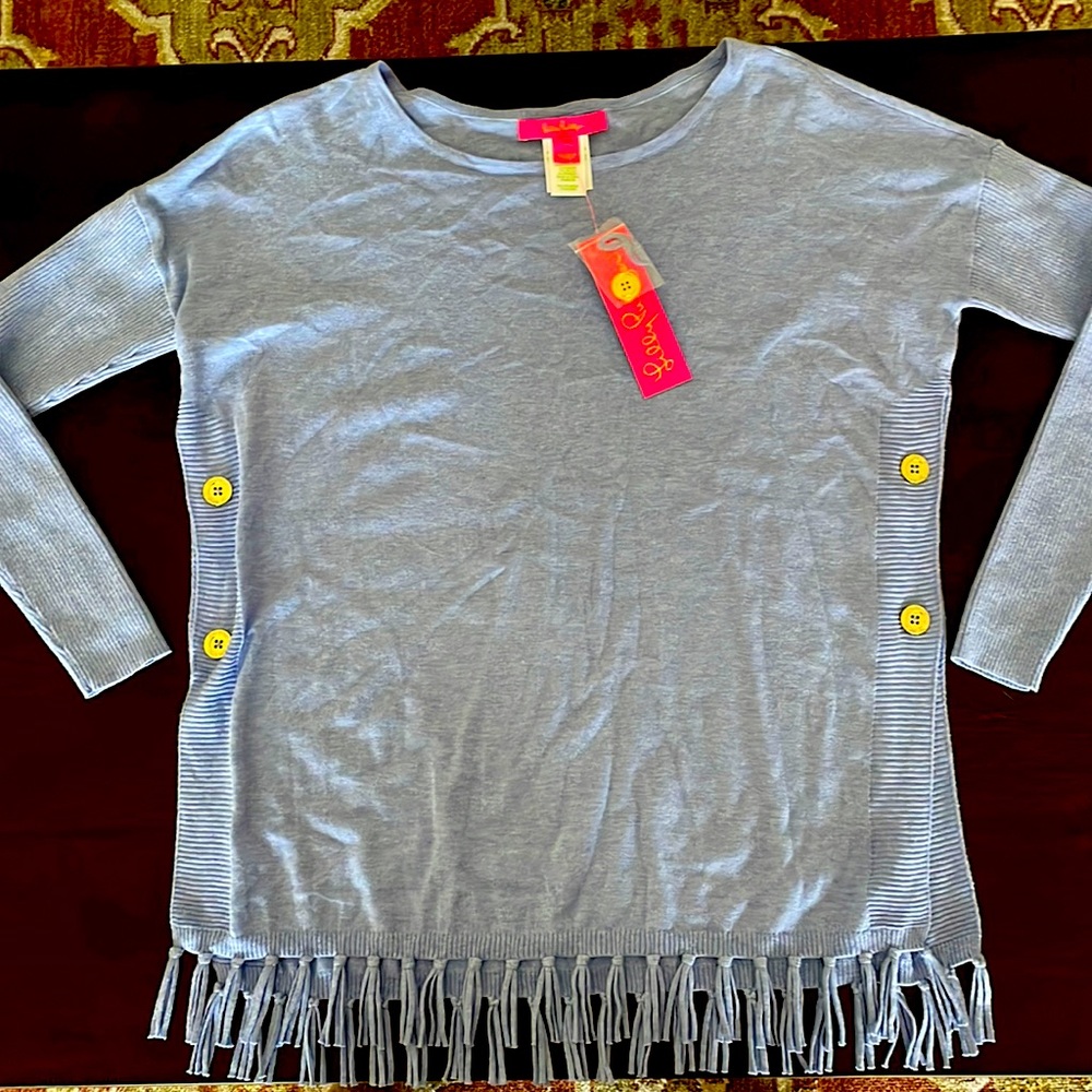NWT Lilly Pulitzer Tunic. Blue with gold buttons and tassels at hem.